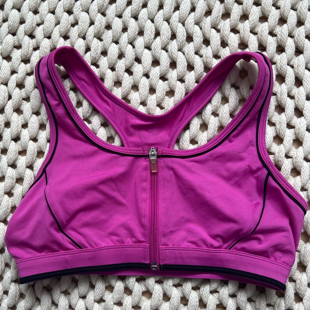 Aerie f.i.t. Front zip purple sports bra sis large